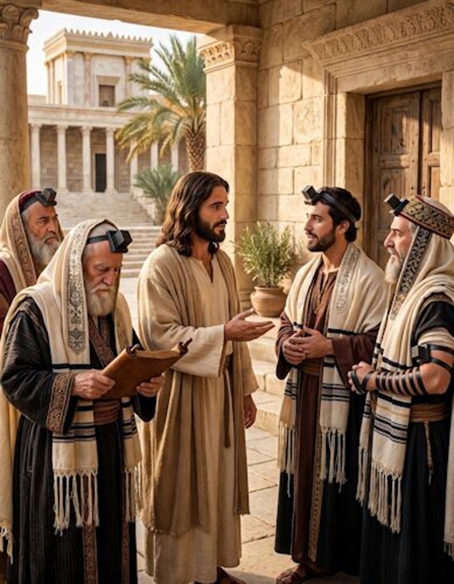 Jesus confronting Pharisees