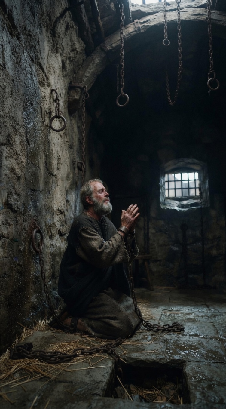 Paul praying in prison