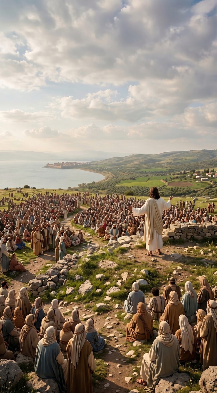 Jesus teaching on the mountain
