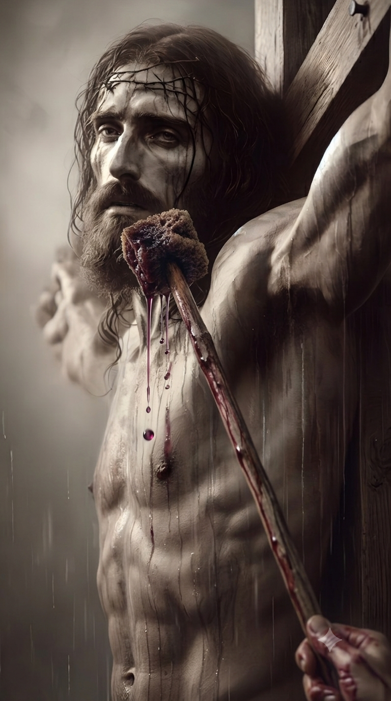 Jesus on the cross saying I thirst